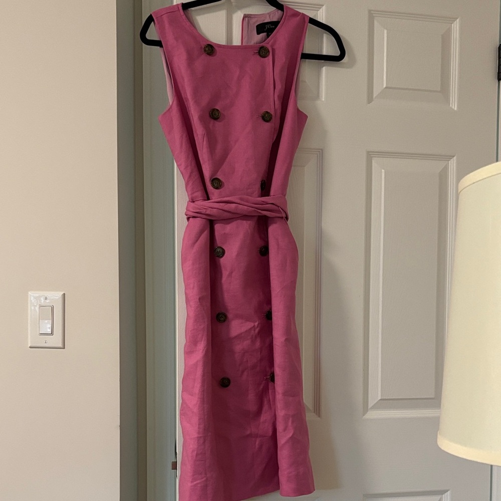 J. Crew Pink Midi Dress with Button Accents